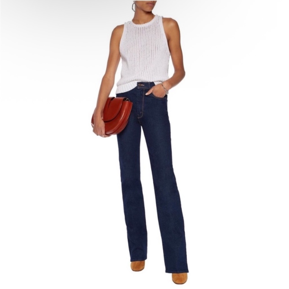 MOTHER The Siren High-rise Dark Wash Flared Jeans in Hot Rod